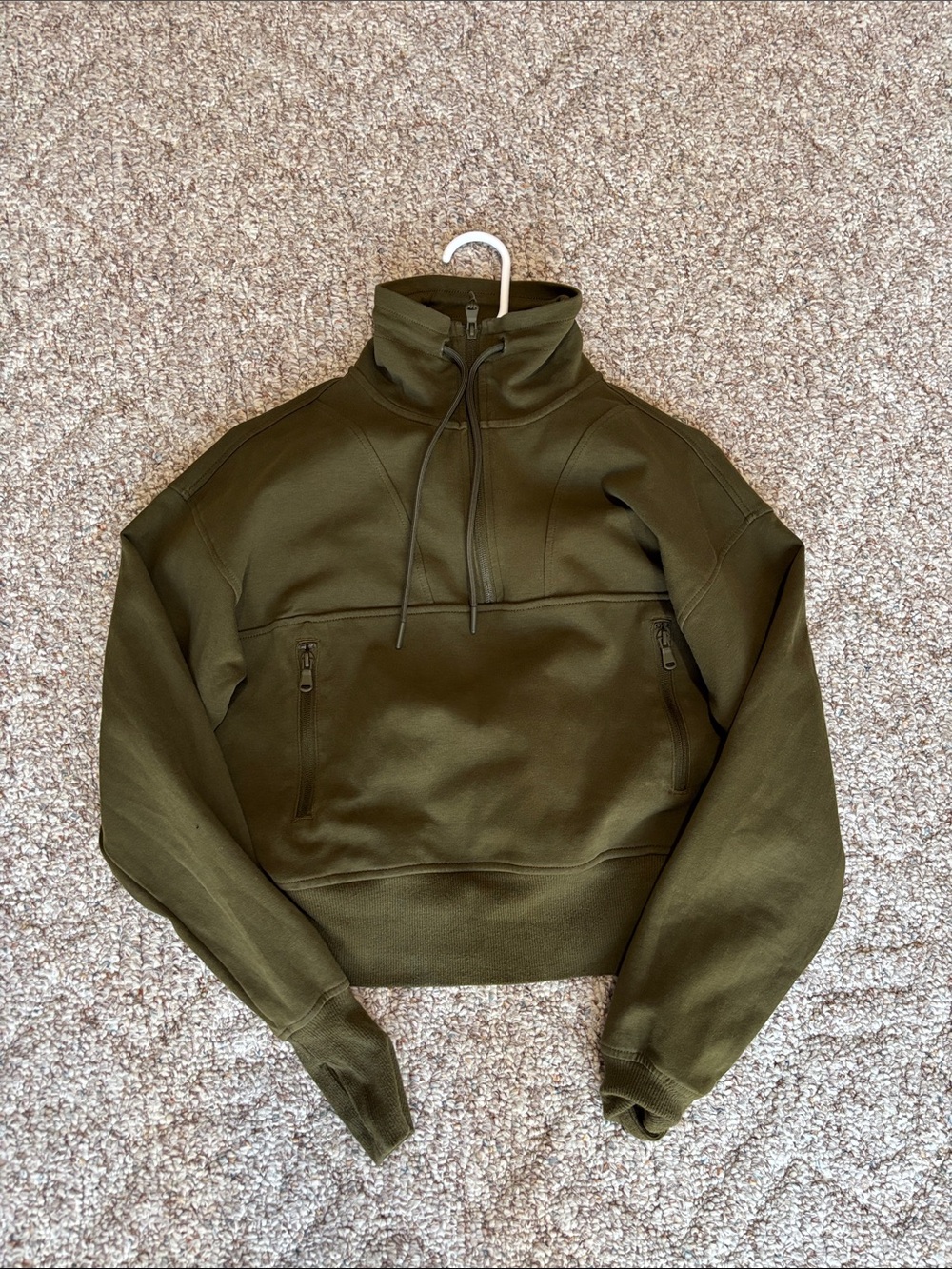 Women’s Olive Zip-Neck Pullover Sweater